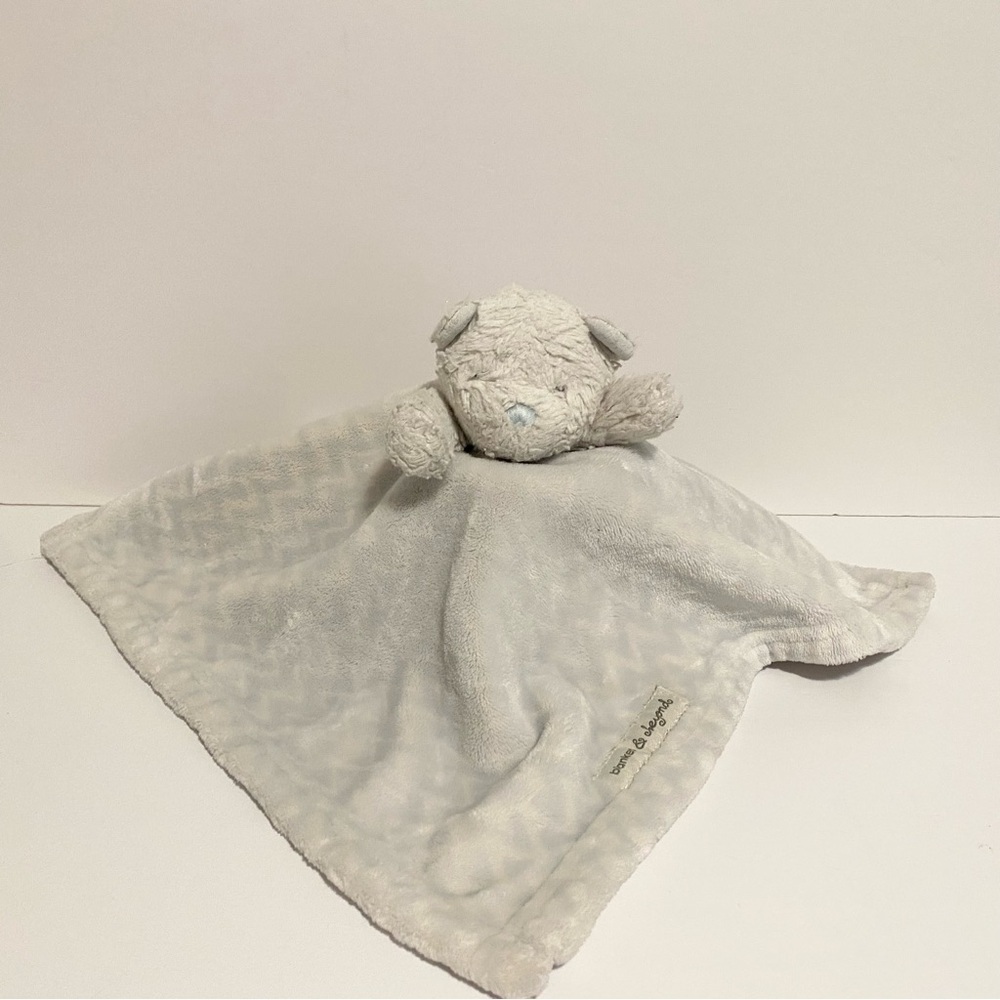 Blankets & Beyond Blue White Teddy Bear Lovey Soft Cuddle Stuffed Animal Toy Boy